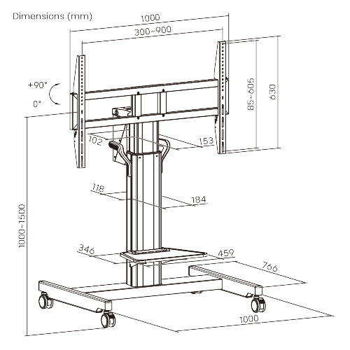 Motorized Heavy-Duty TV Cart with Tilt Adjustment TTT21H-69FW Powerful motor delivers smooth, quiet height adjustment- even for heavy TVs from china(chinese)