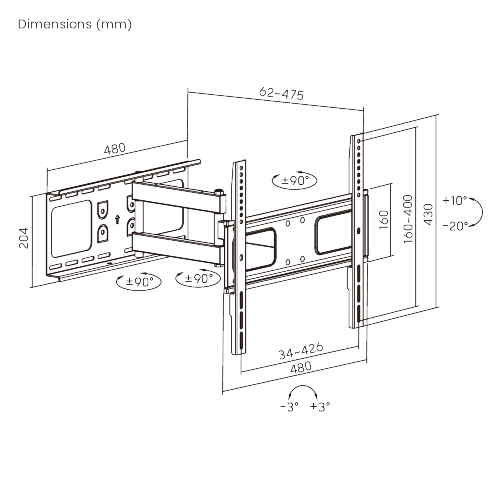 Slim Articulating Full-Motion TV Wall Mount (Australia Stud Solution) LPA36-443A For most 32"-75" curved & flat panel TVs from china(chinese)