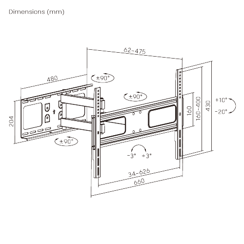 SOPORTE DE PARED ARTICULADO PARA TV DE MOVIMIENTO COMPLETO DELGADO (SOLUCIÓN DE MONTANTE DE AUSTRALIA) LPA36-463A Para la mayoría de televisores de pantalla plana & curva de 37"-86" from china(chinese)