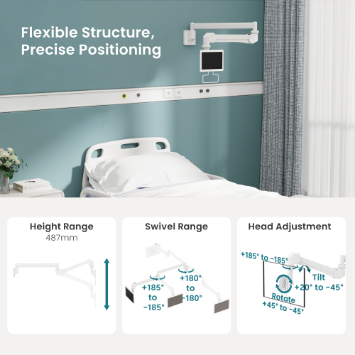 Medical Wall-Mounted Monitor Arm (487mm Height Range) MED12-1H Weight Capacity 3-5.5kg (6.6-12.1lbs) from china(chinese)