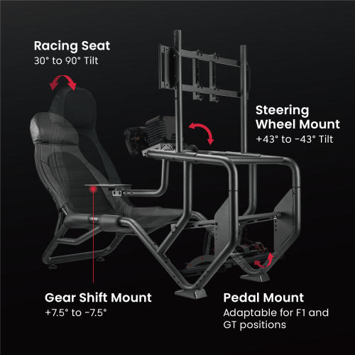 Compact Racing Simulator Cockpit with Gear Shift Mount & Monitor Mount LRS14-BS03  Switchable between F1 and GT seating styles. from china(chinese)