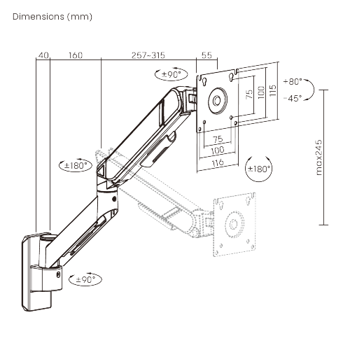  GeometricBlok Wall-Mounted Gas Spring Monitor Arm LDA126-112 Gaming-Inspired Aesthetics with Great Value from china(chinese)