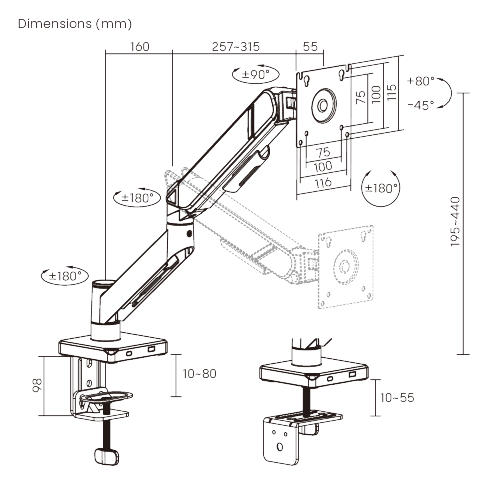 GeometricBlok Single-Screen Gas Spring Monitor Arm LDT126-C012 Gaming-Inspired Aesthetics with Great Value from china(chinese)
