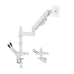 GeometricBlok Pole-Mounted Single-Screen Mechanical Spring Monitor Arm with 3.0 USB-A & USB-C Ports