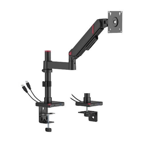 GeometricBlok Pole-Mounted Single-Screen Gas Spring Monitor Arm with 3.0 USB-A & USB-C Ports LDT126-C012UCP Gaming-Inspired Aesthetics with Great Value from china(chinese)