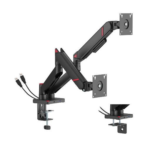 GeometricBlok Dual-Screen Gas Spring Monitor Arm with 3.0 USB-A & USB-C Ports LDT126-C024UC Gaming-Inspired Aesthetics with Great Value from china(chinese)