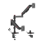 GeometricBlok Pole-Mounted Dual-Screen Gas Spring Monitor Arm with 3.0 USB-A & USB-C Ports