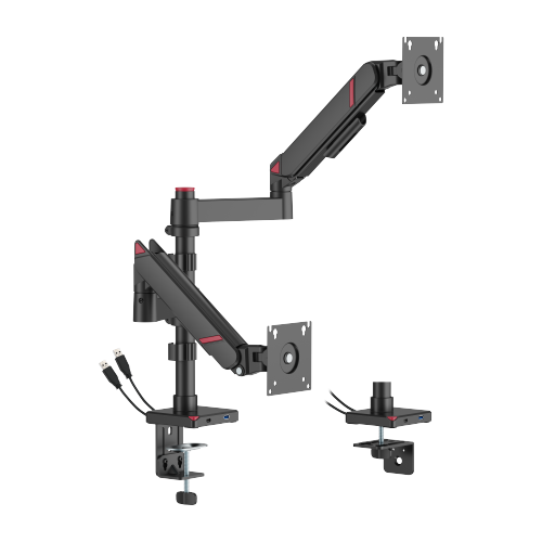 GeometricBlok Pole-Mounted Dual-Screen Gas Spring Monitor Arm with 3.0 USB-A & USB-C Ports LDT126-C024UCP Gaming-Inspired Aesthetics with Great Value from china(chinese)