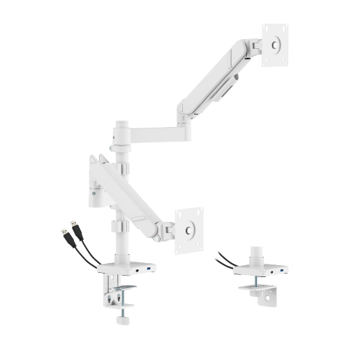 GeometricBlok Pole-Mounted Dual-Screen Gas Spring Monitor Arm with 3.0 USB-A & USB-C Ports LDT126-C024UCP Gaming-Inspired Aesthetics with Great Value from china(chinese)