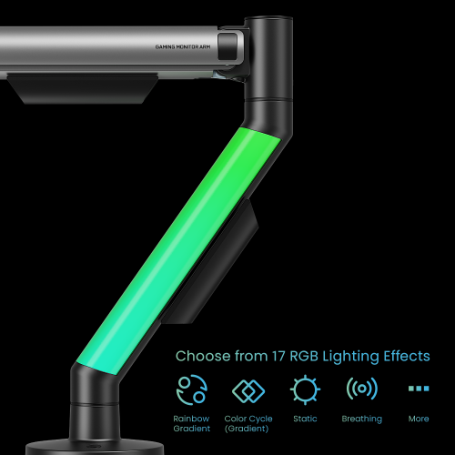 EVERGLOW Gas Spring Monitor Arm with RGB Lighting (Supports Win11’s "Dynamic Lighting") LDT119-C012LW Lights up your zone with full illumination. from china(chinese)