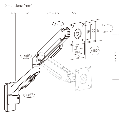  Linear Edge Wall-Mounted Gas Spring Monitor Arm LDA134-112 Metal Excellence for Smarter Workspaces from china(chinese)