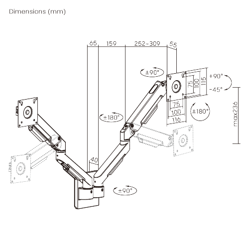 Linear Edge Wall-Mounted Mechanical Spring Monitor Arm LDA134-114E Metal Excellence for Smarter Workspaces from china(chinese)