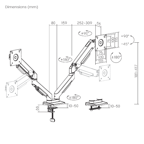  Linear Edge Dual-Screen Mechanical Spring Monitor Arm LDT134-C024E Metal Excellence for Smarter Workspaces from china(chinese)