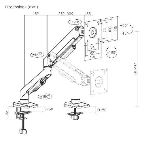  Linear Edge Single-Screen Gas Spring Monitor Arm LDT134-C012 Metal Excellence for Smarter Workspaces from china(chinese)