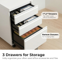 3-Drawer Wheeled Mobile File Cabinet with Lock