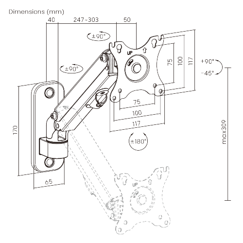 Basic Wall Mounted Spring-Assisted Monitor Arm LDA38-111  from china(chinese)