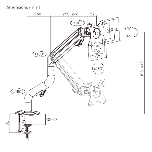 Single Monitor Pipe-Shaped Counterbalance Spring-Assisted Monitor Arm LDT71-C012 For most 17"~32" Monitors from china(chinese)