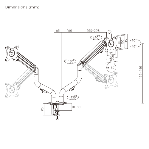 Dual Monitor Pipe-Shaped Counterbalance Spring-Assisted Monitor Arm LDT71-C024 For most 17"-32“ Monitors from china(chinese)