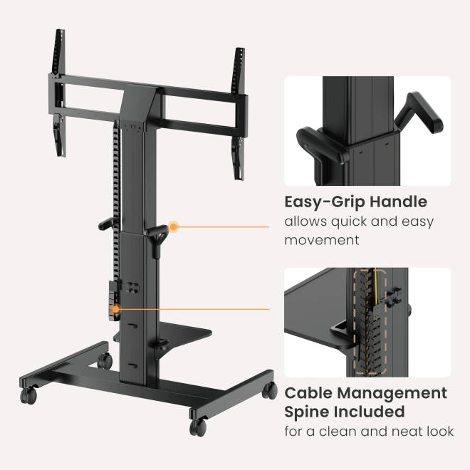 Motorized Heavy-Duty TV Cart TTL21H-610FW  Powerful motor delivers smooth, quiet height adjustment- even for heavy TVs from china(chinese)