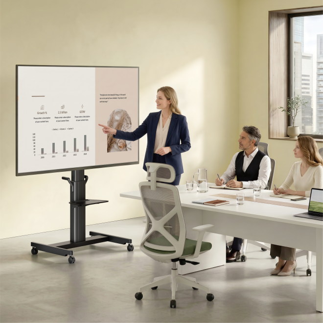 Motorized Heavy-Duty TV Cart TTL21H-610FW  Powerful motor delivers smooth, quiet height adjustment- even for heavy TVs from china(chinese)