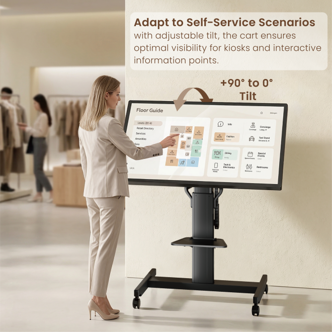 Motorized Heavy-Duty TV Cart with Tilt Adjustment TTT21H-69FW Powerful motor delivers smooth, quiet height adjustment- even for heavy TVs from china(chinese)