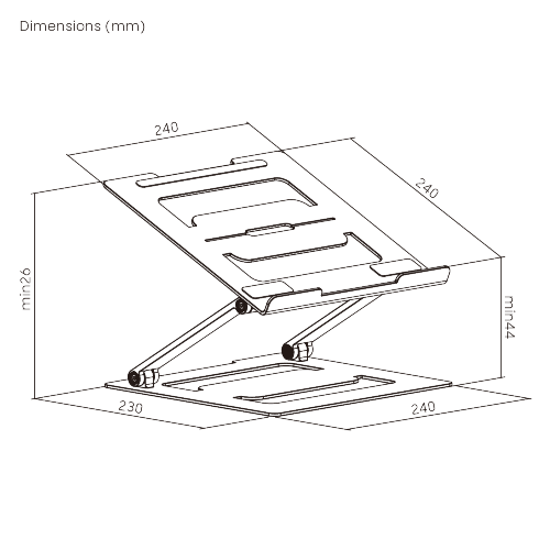 Foldable Stepless Adjustment Aluminum Laptop Riser LPS03-8S For Most 11”-17” laptops, tablets, and eReaders from china(chinese)