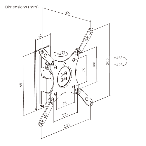 Lockable Aluminum Pivot RV TV Mount with Extended VESA LDA37-220 For most 13”-43” Displays from china(chinese)
