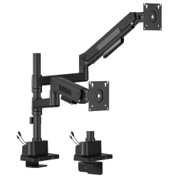 Dual-Screen Pole-Mounted Heavy-Duty Gas Spring Monitor Arm with USB Ports