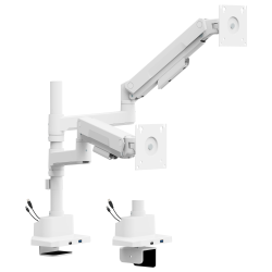Dual-Screen Pole-Mounted Heavy-Duty Gas Spring Monitor Arm with USB Ports