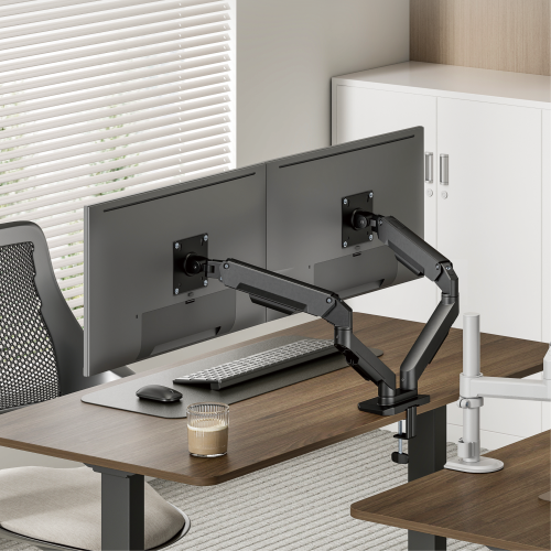 Linear Edge Dual-Screen Gas Spring Monitor Arm LDT134-C024 Metal Excellence for Smarter Workspaces from china(chinese)