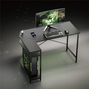 Economy L-Shaped Gaming Desk with Power Strip