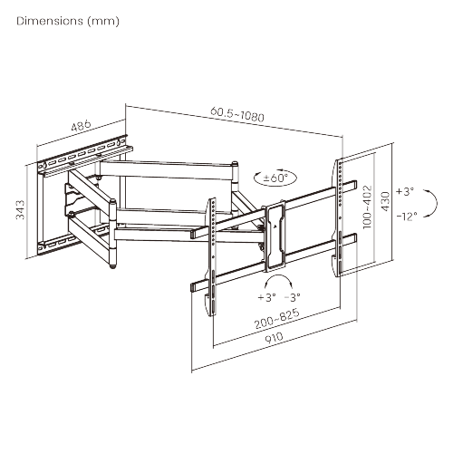 Extra Long Arm Full-Motion TV Wall Mount LPA84-486XL  for most 43"-90" TVs from china(chinese)