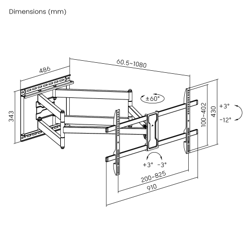 Outdoor Weather-Proof Full-Motion TV Wall Mount with Extra Long Arm LPA84-486XLW For most 43”~90” TVs from china(chinese)