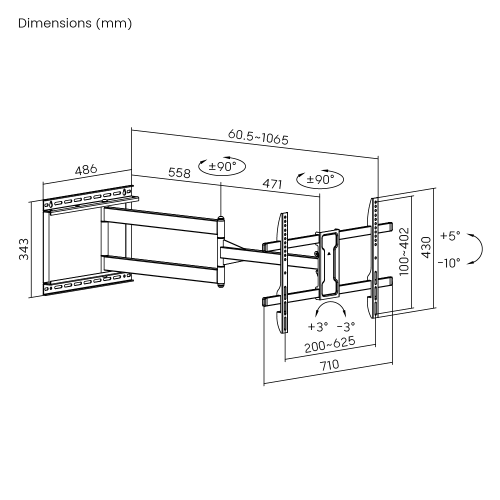 Outdoor Weather-Proof Full-Motion TV Wall Mount with Extra Long Arm LPA84-463XLW For most 43”~80” TVs from china(chinese)