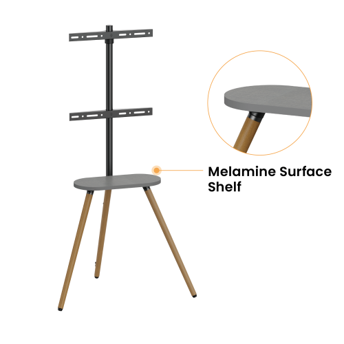 Easel Studio TV Floor Stand with Melamine Shelf and Wood Legs FS28-44F-04  from china(chinese)