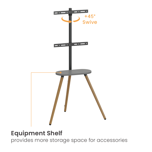 Easel Studio TV Floor Stand with Melamine Shelf and Wood Legs FS28-44F-04  from china(chinese)