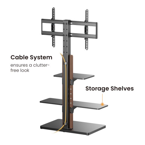 Economy Height-adjustable TV Floor Stand with Shelves FS52-46T-02  Combing cost-effectiveness and asthetics from china(chinese)