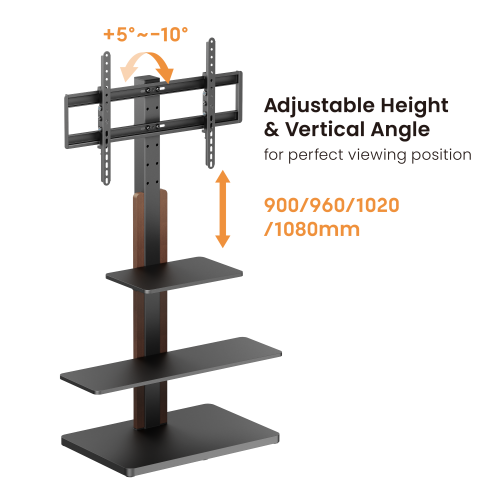 Economy Height-adjustable TV Floor Stand with Shelves FS52-46T-02  Combing cost-effectiveness and asthetics from china(chinese)