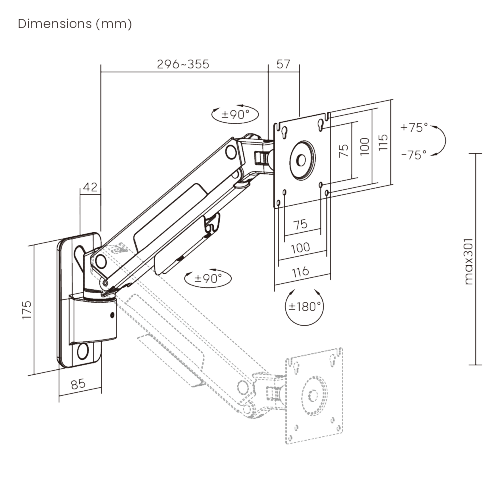 Single-Screen Heavy-Duty Gas Spring Monitor Wall Mount LDA132-111 For Most 17”-45” Screens from china(chinese)