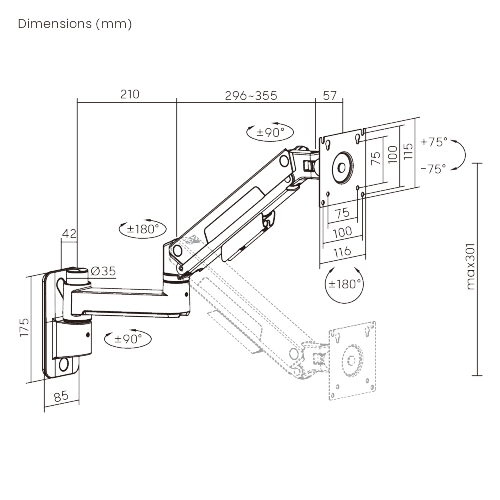 Single-Screen Heavy-Duty Mechanical Spring Monitor Wall Mount LDA132-112E For Most 17”-45” Screens from china(chinese)