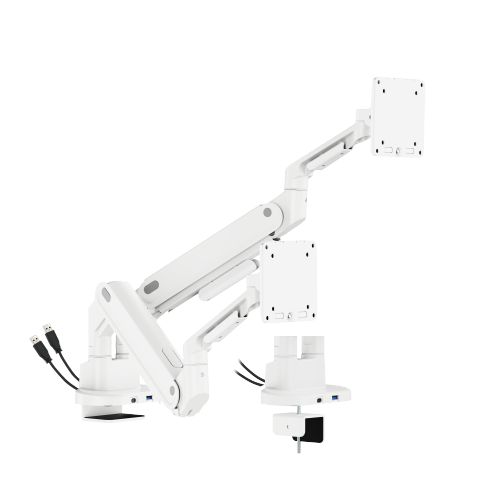 Space-Efficient Mechanical Spring Dual-Screen Monitor Arm with USB-A & USB-C Ports LDT116-C024UCE Shorter upper arms, larger desktop space from china(chinese)