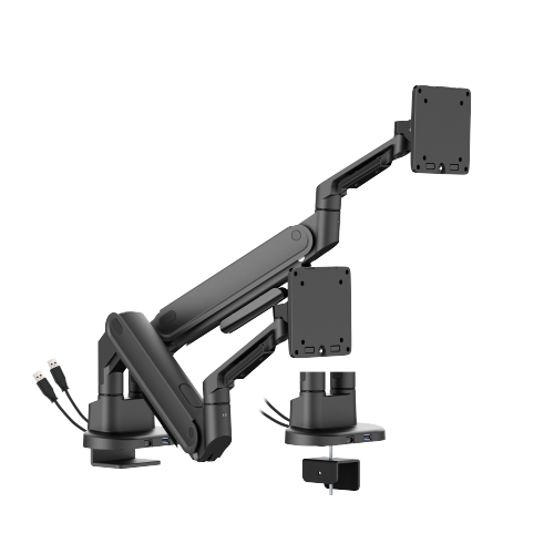 Space-Efficient Mechanical Spring Dual-Screen Monitor Arm with USB-A & USB-C Ports LDT116-C024UCE Shorter upper arms, larger desktop space from china(chinese)