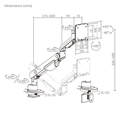 Single-Screen Space-Efficient Gas Spring Monitor Arm with USB Ports LDT133-C012UC For most 17”-40” Screens from china(chinese)