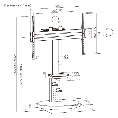 Ultra Heavy-Duty Mobile TV Floor Stand FS68-68TW-01 Fits TVs up to 100" / 100 kg (220 lbs) from china(chinese)