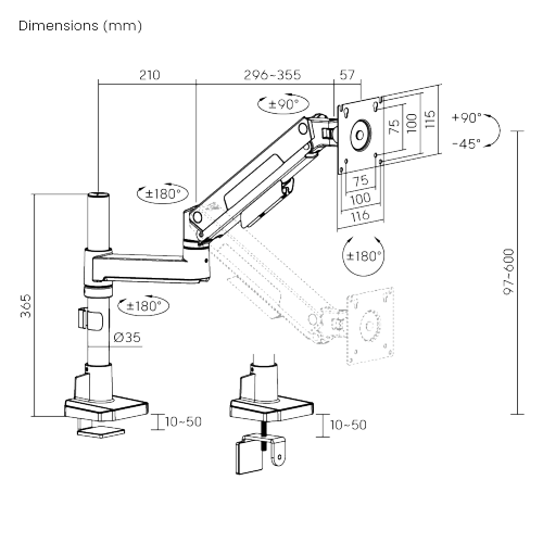 Single-Screen Pole-Mounted Heavy-Duty Mechanical Spring Monitor Arm LDT132-C012PE For Most 17”-45” Screens from china(chinese)