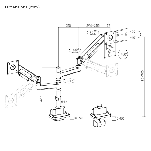 Dual-Screen Pole-Mounted Heavy-Duty Mechanical Spring Monitor Arm LDT132-C024PE For Most 17”-40” Screens from china(chinese)
