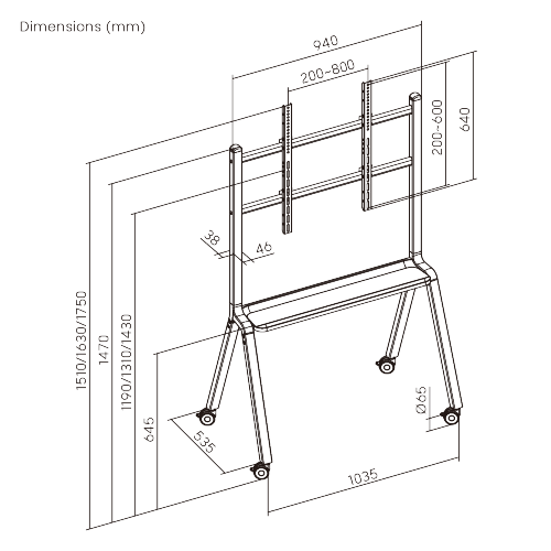 Minimal Heavy-Duty TV Cart TTF23-68FW  from china(chinese)