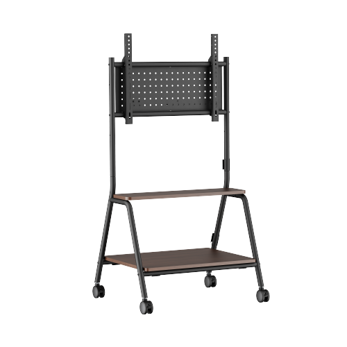 Heavy-Duty Steel TV Cart (for 43"-75" TVs) MP0534-01 with Dual Walnut-Finish Storage Shelves from china(chinese)