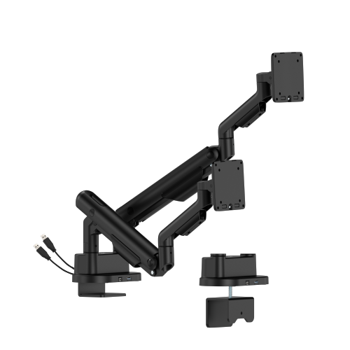 Dual-Screen Space-Efficient Gas Spring Monitor Arm with USB Ports LDT133-C024UC For most 17”-35” Screens from china(chinese)