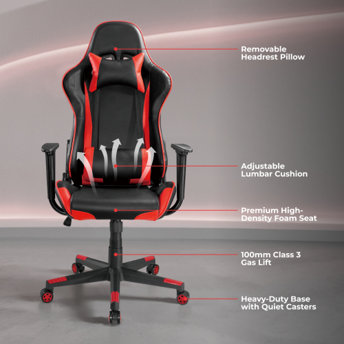  PU Leather Gaming Chairs with Headrest and Lumbar Support CH06-12 Design for gaming/relaxing/napping from china(chinese)